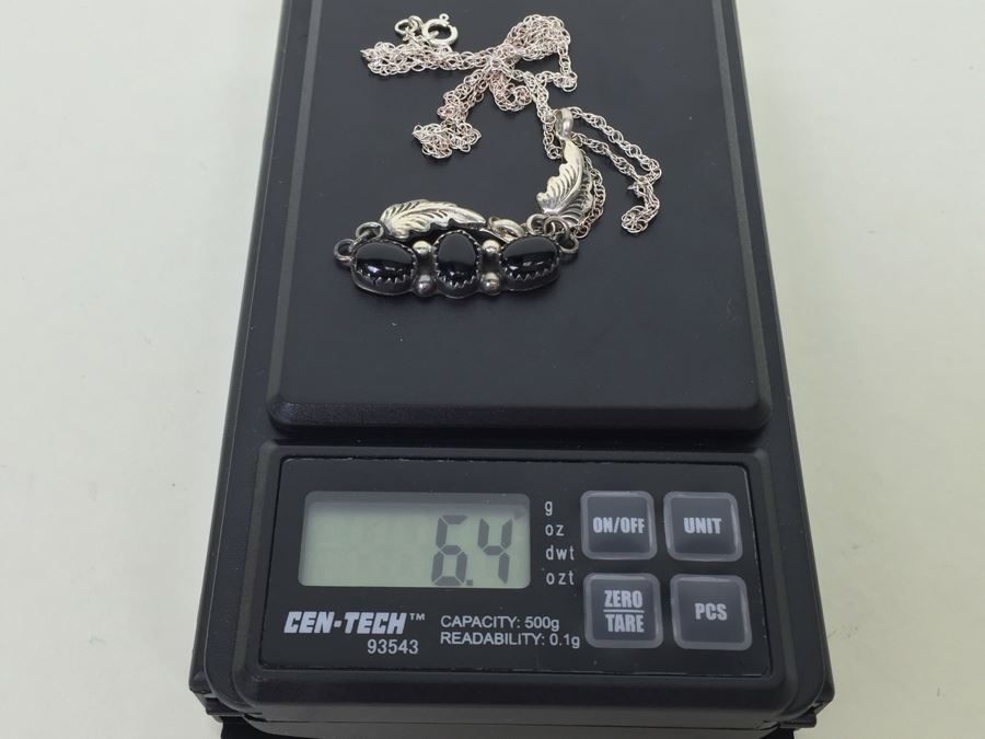 Sterling Silver And Black Onyx Necklace 6.4g Signed RB Sterling - *JUST ADDED* [Photo 12]