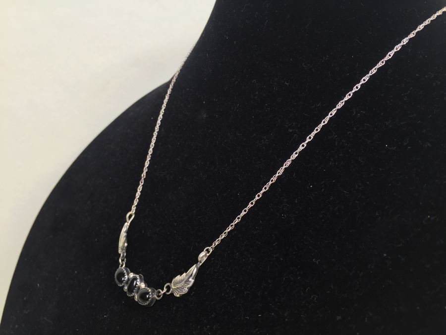 Sterling Silver And Black Onyx Necklace 6.4g Signed RB Sterling - *JUST ADDED* [Photo 4]