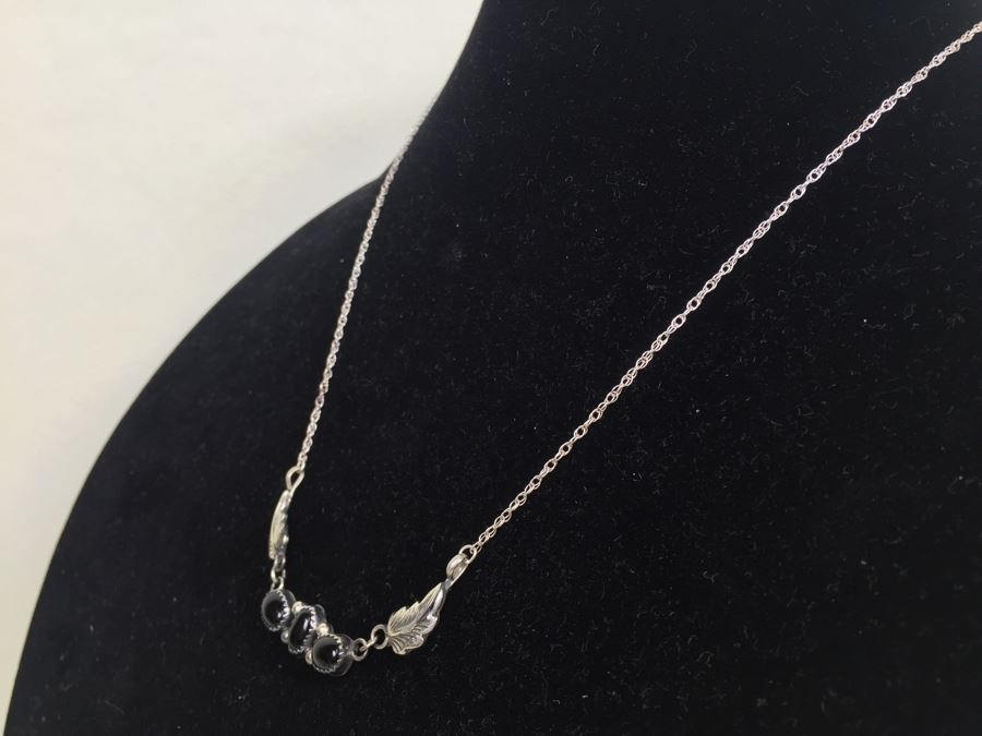 Sterling Silver And Black Onyx Necklace 6.4g Signed RB Sterling - *JUST ADDED* [Photo 5]