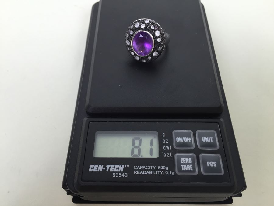Sterling Silver Purple Amethyst Ring 8.1g Signed 925 SAI *JUST ADDED* [Photo 14]