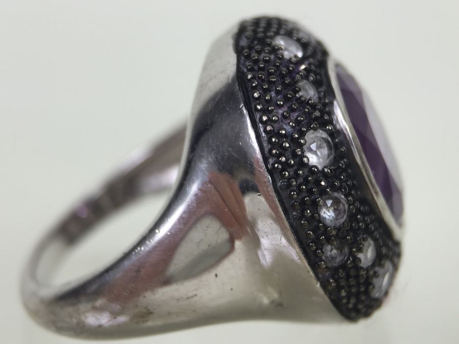 Sterling Silver Purple Amethyst Ring 8.1g Signed 925 SAI *JUST ADDED* [Photo 10]