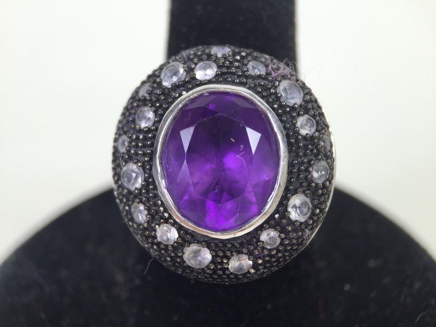 Sterling Silver Purple Amethyst Ring 8.1g Signed 925 SAI *JUST ADDED* [Photo 13]