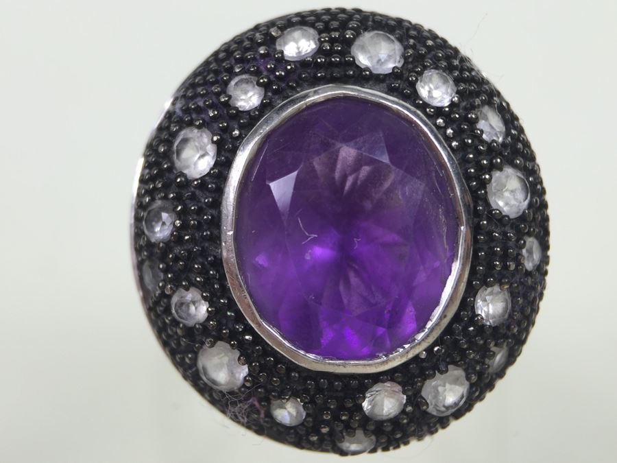 Sterling Silver Purple Amethyst Ring 8.1g Signed 925 SAI *JUST ADDED* [Photo 7]