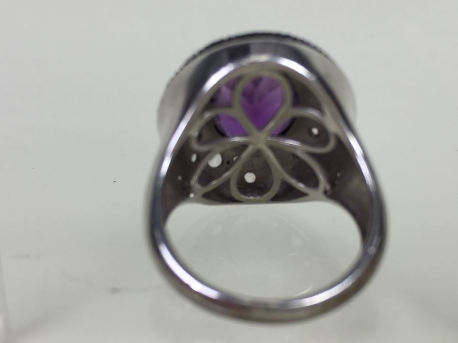 Sterling Silver Purple Amethyst Ring 8.1g Signed 925 SAI *JUST ADDED* [Photo 5]