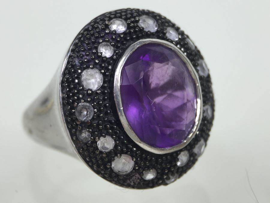 Sterling Silver Purple Amethyst Ring 8.1g Signed 925 SAI *JUST ADDED* [Photo 9]