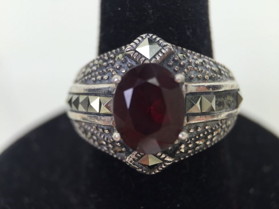 Sterling Silver Thai Ring With Marcasites And Earring Set 14.5g *JUST ADDED* [Photo 7]