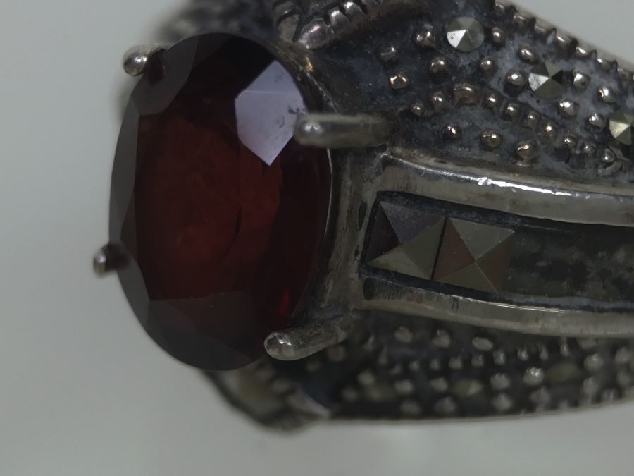 Sterling Silver Thai Ring With Marcasites And Earring Set 14.5g *JUST ADDED* [Photo 13]