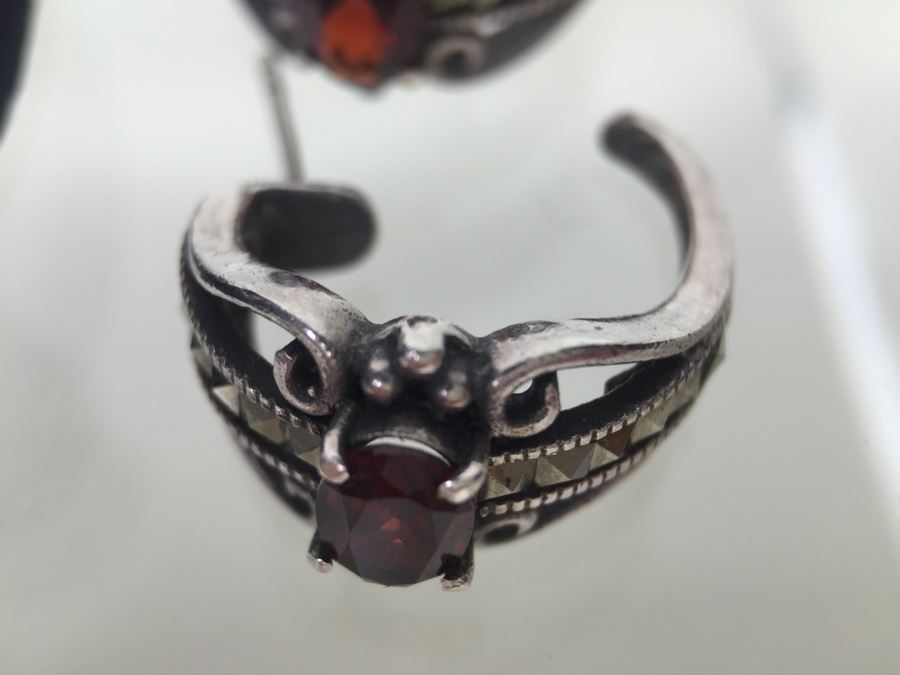 Sterling Silver Thai Ring With Marcasites And Earring Set 14.5g *JUST ADDED* [Photo 10]