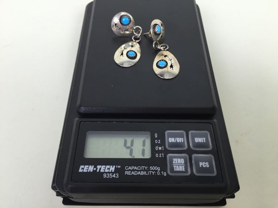 Sterling Silver V. Wilson Turquoise Navajo Earrings 4.1g *JUST ADDED* [Photo 8]