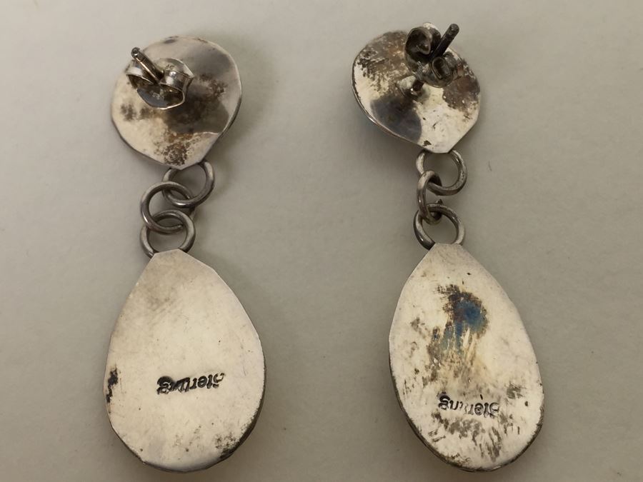 Sterling Silver V. Wilson Turquoise Navajo Earrings 4.1g *JUST ADDED* [Photo 7]