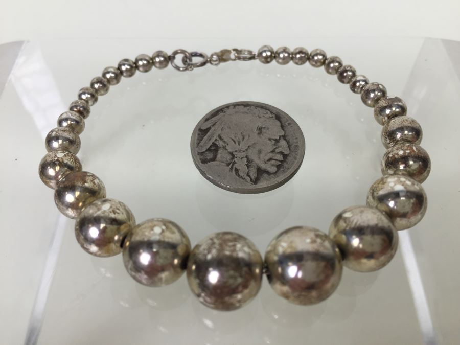 Graduated Sterling Silver Beads Balls Bracelet 10.1g *JUST ADDED*