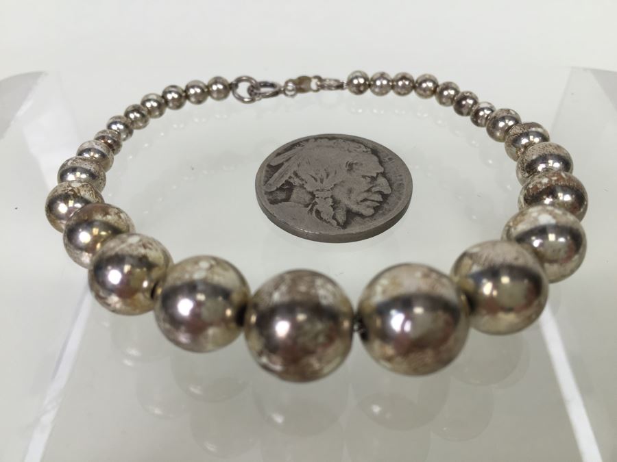 Graduated Sterling Silver Beads Balls Bracelet 10.1g *JUST ADDED*