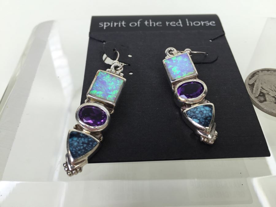Navajo Sterling Silver Earrings OPL/CHT/SUG 9.6g *JUST ADDED* [Photo 5]