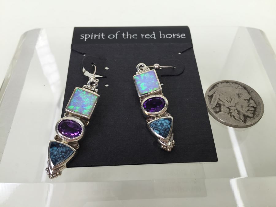 Navajo Sterling Silver Earrings OPL/CHT/SUG 9.6g *JUST ADDED*