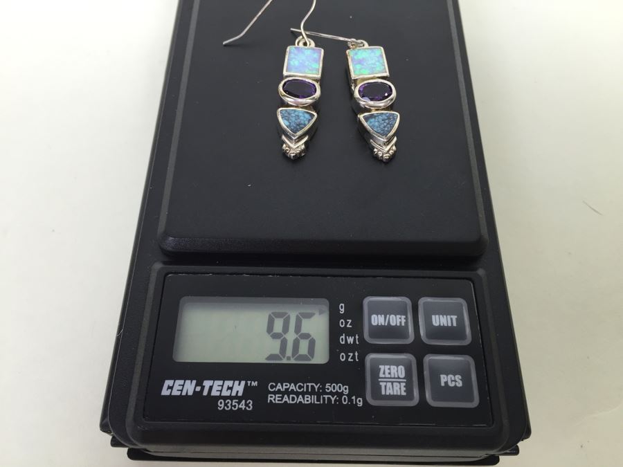 Navajo Sterling Silver Earrings OPL/CHT/SUG 9.6g *JUST ADDED* [Photo 18]