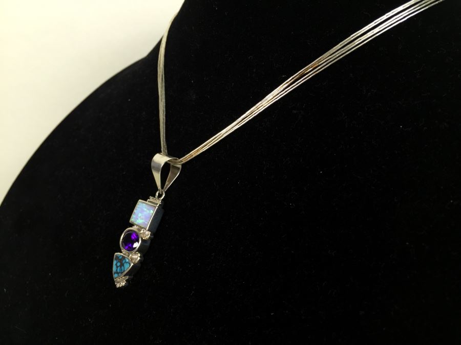 Navajo Sterling Silver Necklace OPL/CHT/SUG 14g *JUST ADDED* [Photo 5]