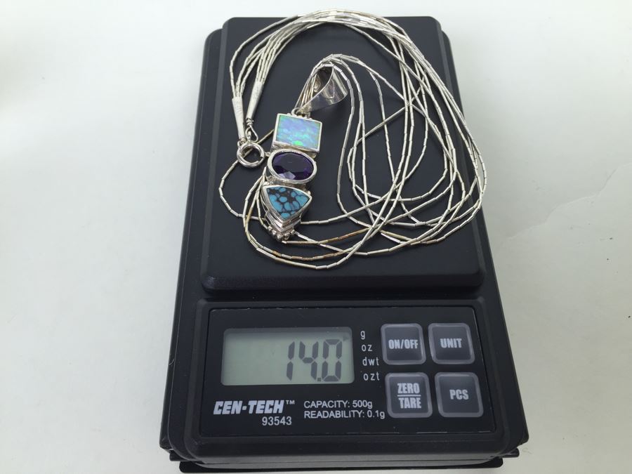 Navajo Sterling Silver Necklace OPL/CHT/SUG 14g *JUST ADDED* [Photo 24]