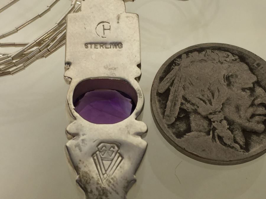 Navajo Sterling Silver Necklace OPL/CHT/SUG 14g *JUST ADDED* [Photo 3]