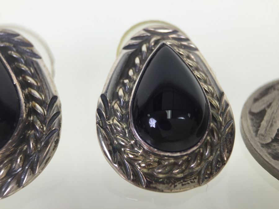 Sterling Silver Black Onyx Earrings 8.8g Signed K. Y. *JUST ADDED* [Photo 6]