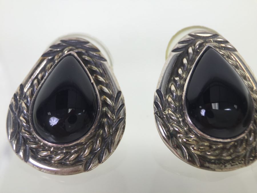 Sterling Silver Black Onyx Earrings 8.8g Signed K. Y. *JUST ADDED* [Photo 5]