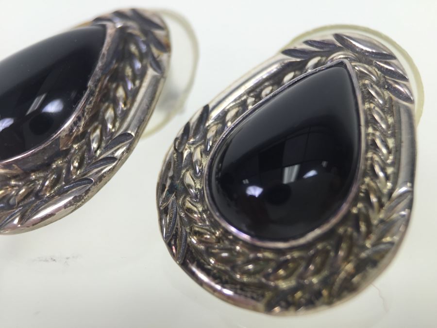 Sterling Silver Black Onyx Earrings 8.8g Signed K. Y. *JUST ADDED* [Photo 2]