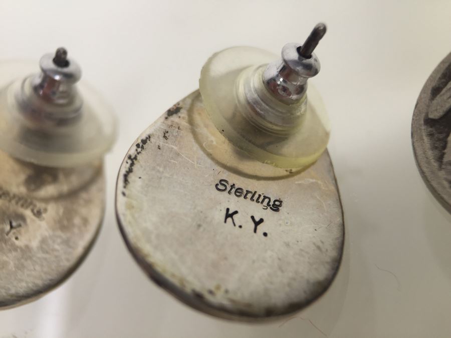 Sterling Silver Black Onyx Earrings 8.8g Signed K. Y. *JUST ADDED* [Photo 3]