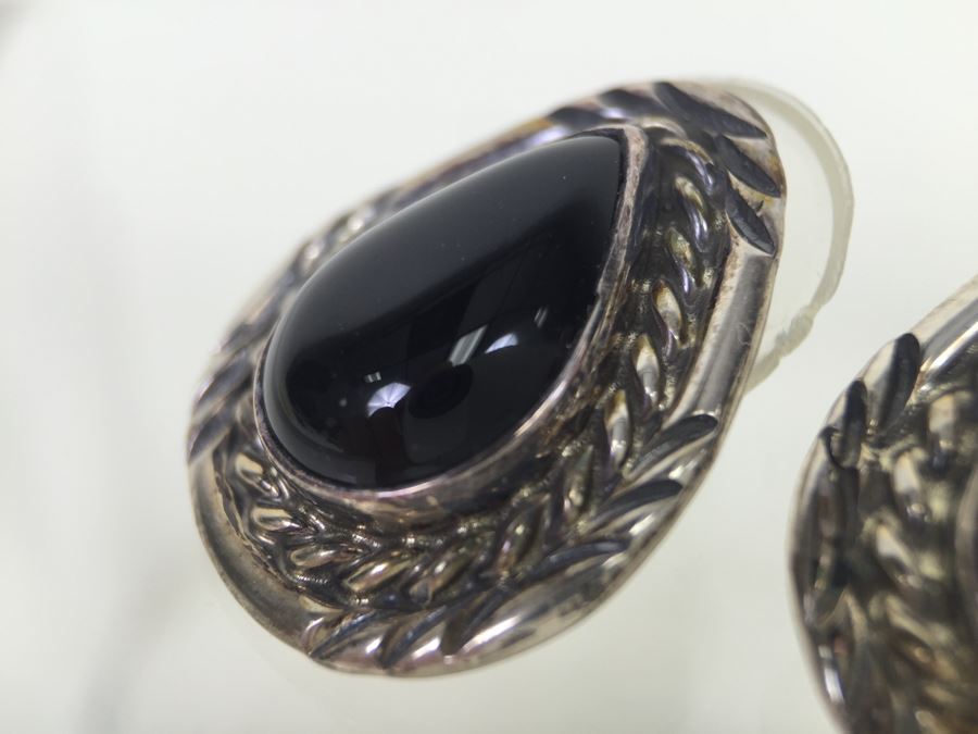 Sterling Silver Black Onyx Earrings 8.8g Signed K. Y. *JUST ADDED* [Photo 7]