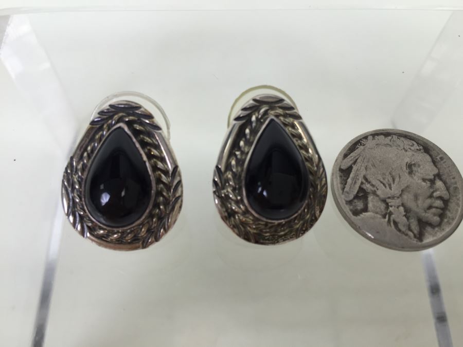 Sterling Silver Black Onyx Earrings 8.8g Signed K. Y. *JUST ADDED* [Photo 4]