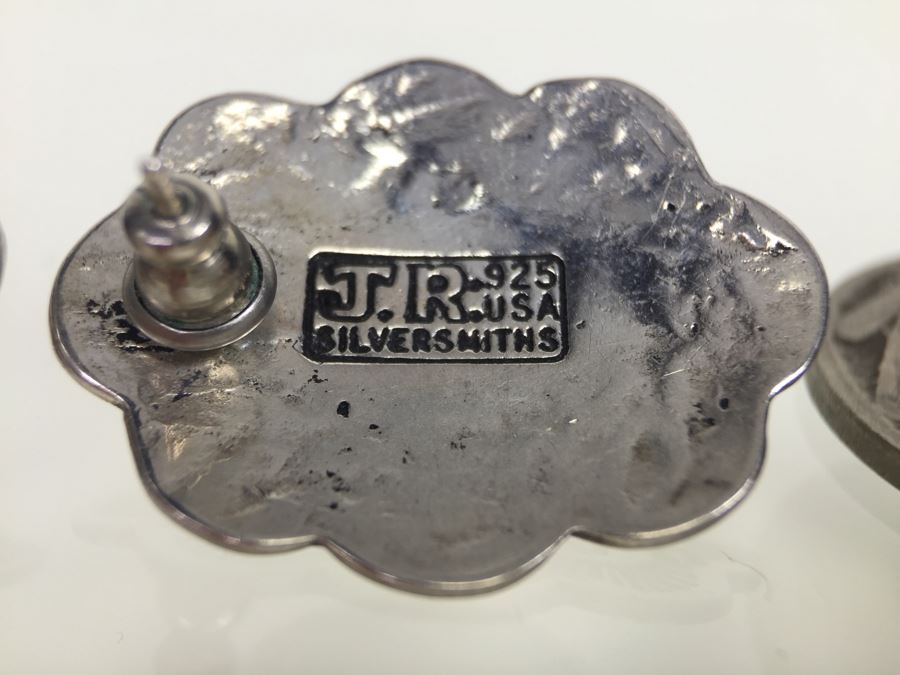 Sterling Silver Black Onyx Earrings 10.3g Signed J. R. Silversmiths *JUST ADDED* [Photo 3]