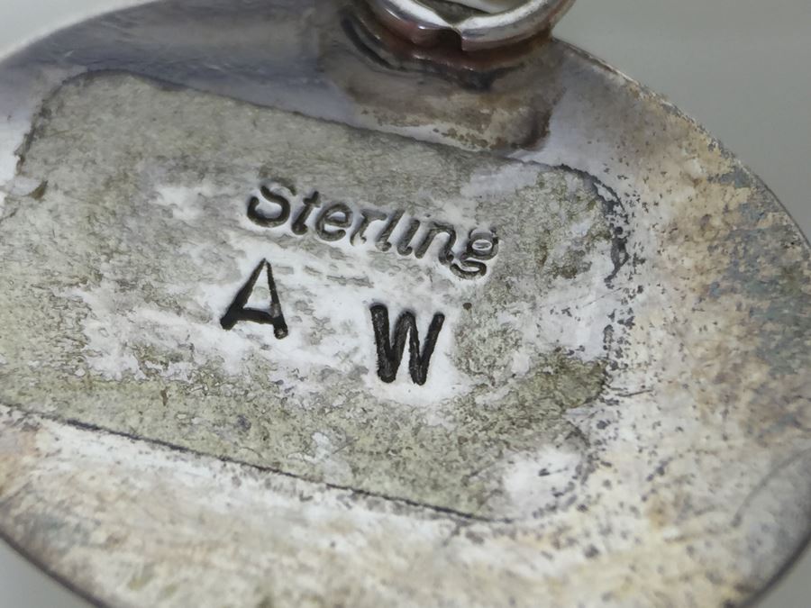 Sterling Silver Malachite Brooch Pin And Earring Set Sign A W *JUST ADDED* [Photo 11]