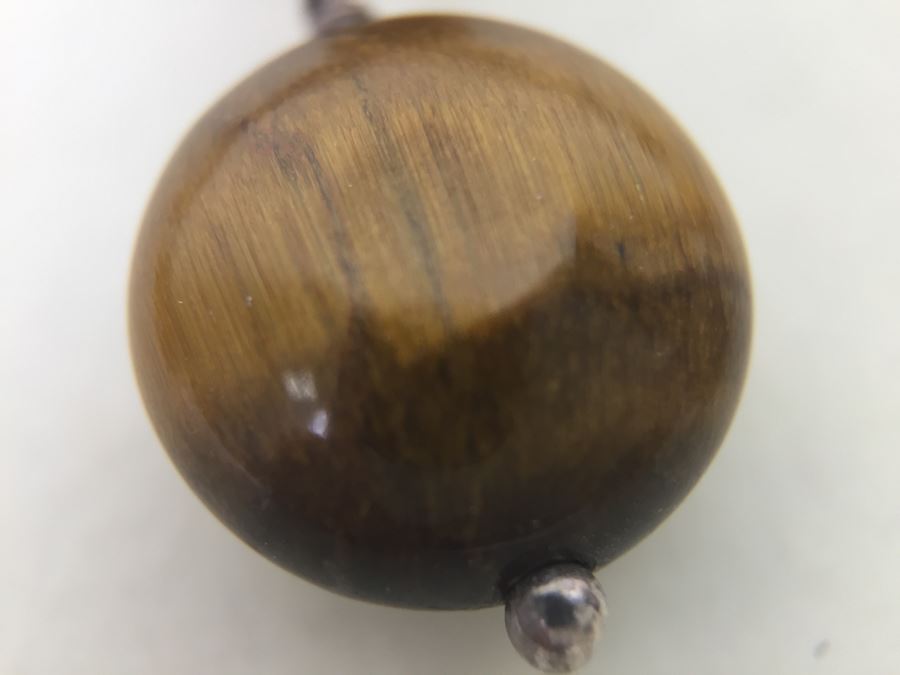 Sterling Silver Brown Tiger Eye Necklace With 2 Pairs Of Tiger Eye Earrings 84.0g *JUST ADDED* [Photo 16]
