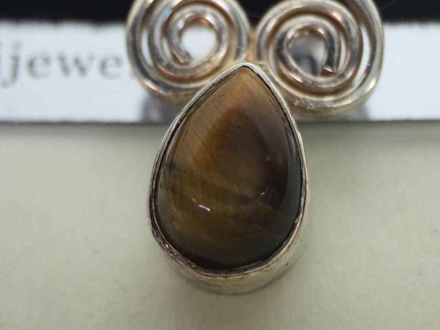 Sterling Silver Tiger Eye Earrings Shemoni Jewelry 4.2g New With Tags *JUST ADDED* [Photo 5]