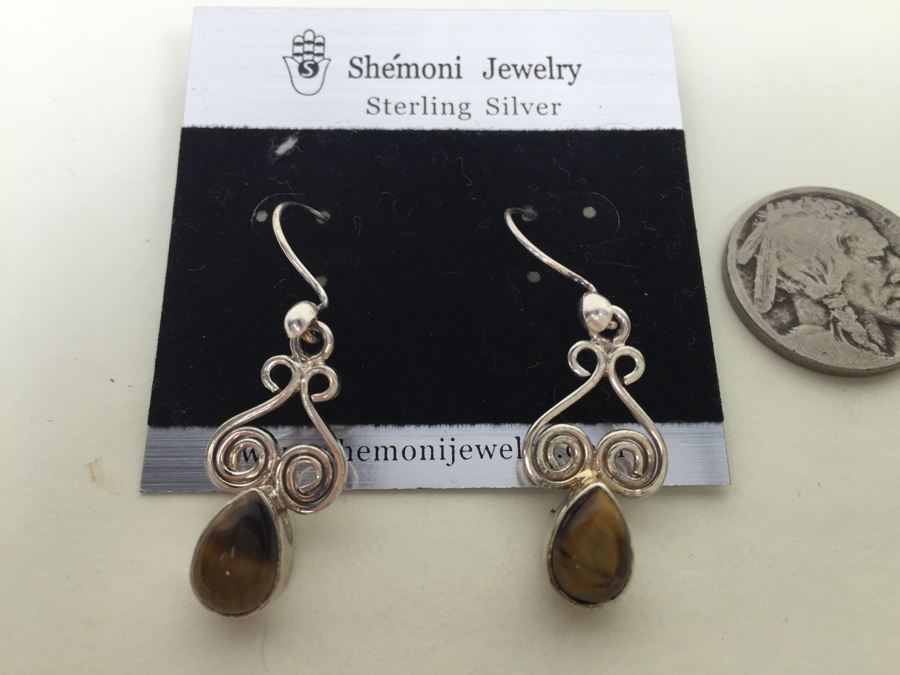 Sterling Silver Tiger Eye Earrings Shemoni Jewelry 4.2g New With Tags *JUST ADDED* [Photo 1]