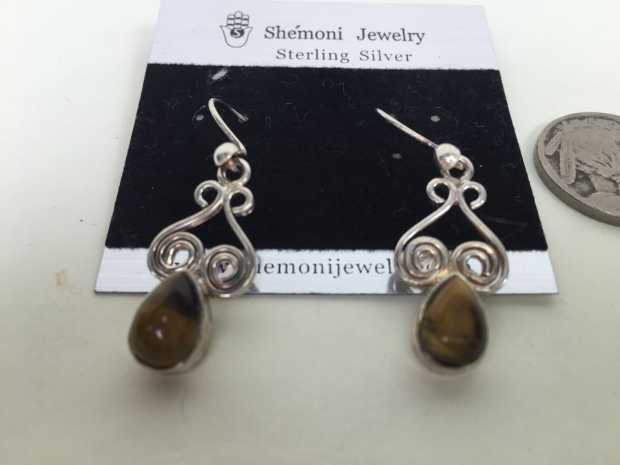 Sterling Silver Tiger Eye Earrings Shemoni Jewelry 4.2g New With Tags *JUST ADDED* [Photo 4]