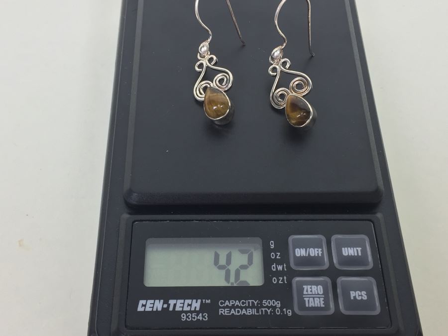 Sterling Silver Tiger Eye Earrings Shemoni Jewelry 4.2g New With Tags *JUST ADDED* [Photo 10]