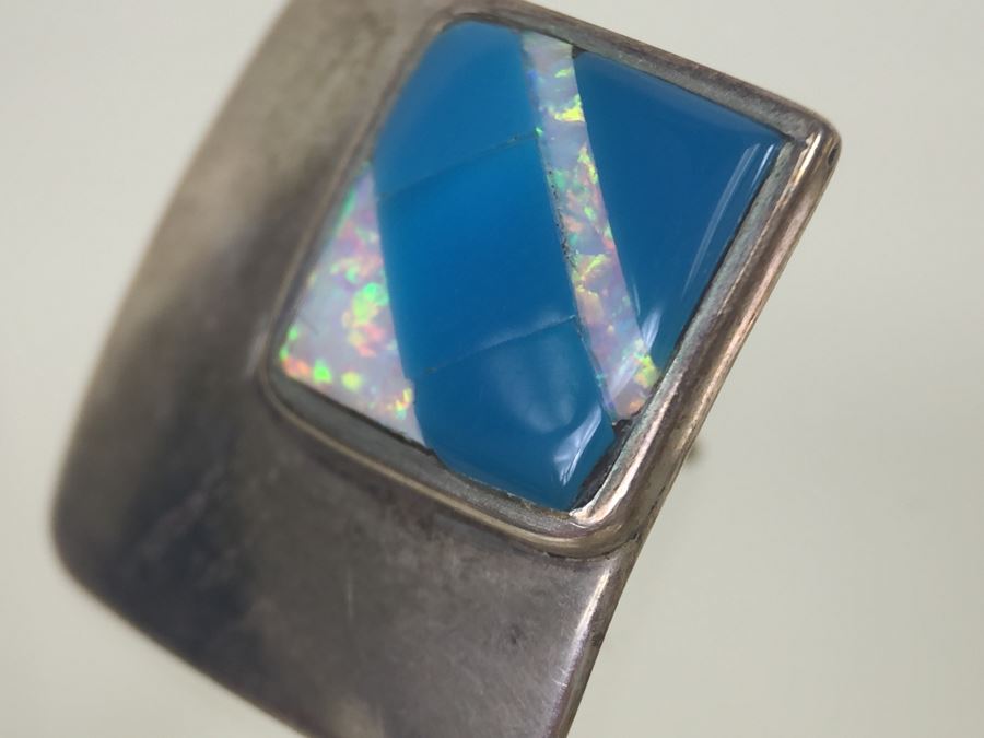 Sterling Silver Turquoise Inlay Earrings 6.2g *JUST ADDED* [Photo 9]