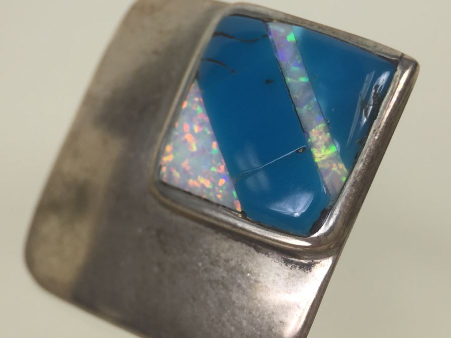 Sterling Silver Turquoise Inlay Earrings 6.2g *JUST ADDED* [Photo 8]