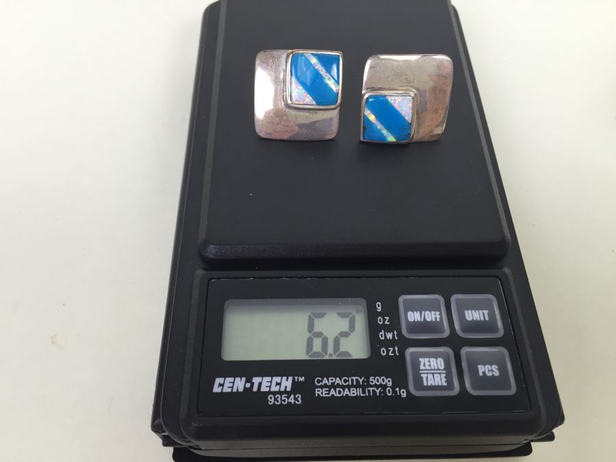 Sterling Silver Turquoise Inlay Earrings 6.2g *JUST ADDED* [Photo 11]