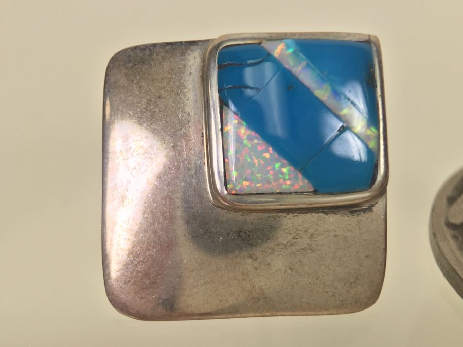 Sterling Silver Turquoise Inlay Earrings 6.2g *JUST ADDED* [Photo 6]