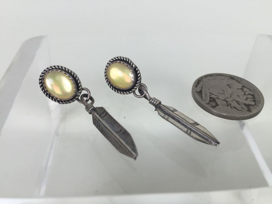 Sterling Silver Feather Earrings 3.4g Signed Sam Sterling *JUST ADDED* [Photo 1]