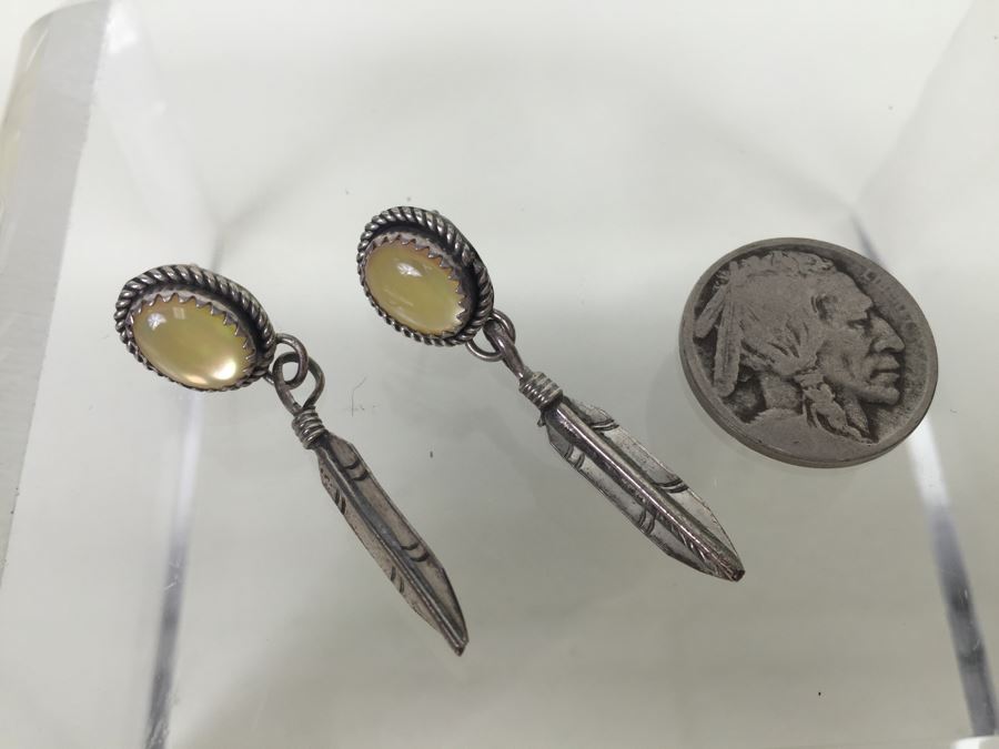 Sterling Silver Feather Earrings 3.4g Signed Sam Sterling *JUST ADDED* [Photo 5]