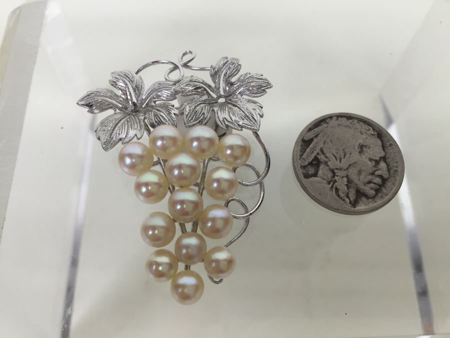 Sterling Silver Pearl Grape Cluster Brooch Pin 8.8g *JUST ADDED* [Photo 1]