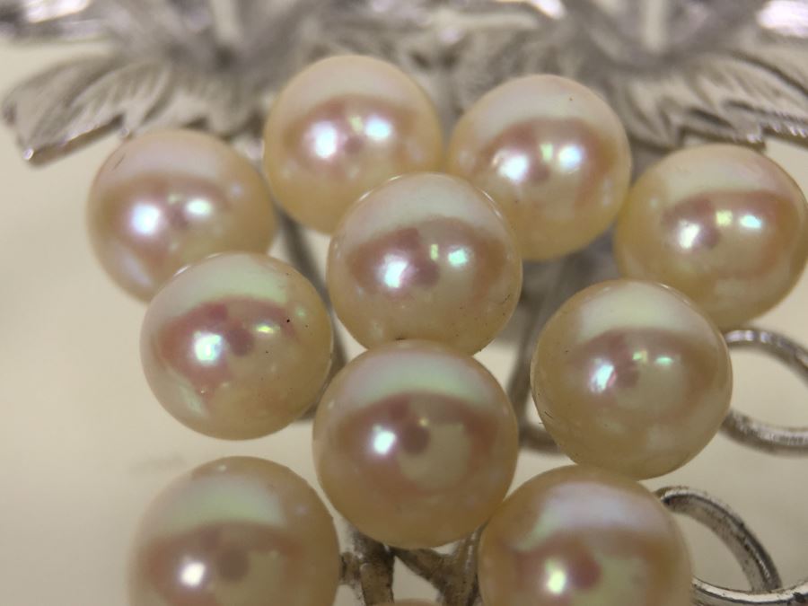 Sterling Silver Pearl Grape Cluster Brooch Pin 8.8g *JUST ADDED* [Photo 2]