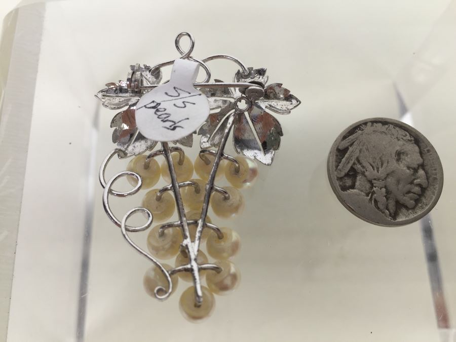 Sterling Silver Pearl Grape Cluster Brooch Pin 8.8g *JUST ADDED* [Photo 3]