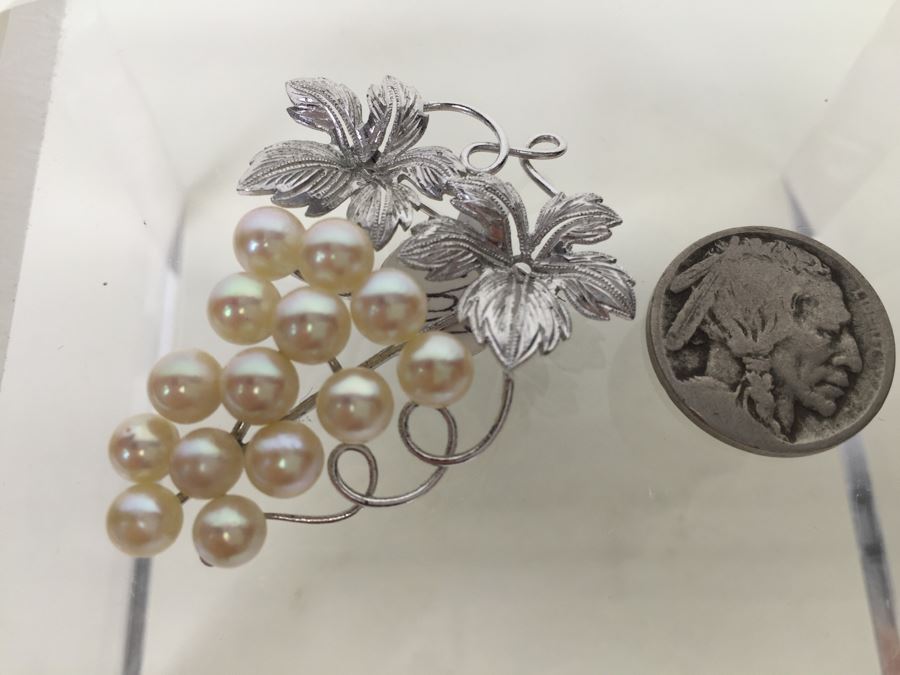 Sterling Silver Pearl Grape Cluster Brooch Pin 8.8g *JUST ADDED* [Photo 6]