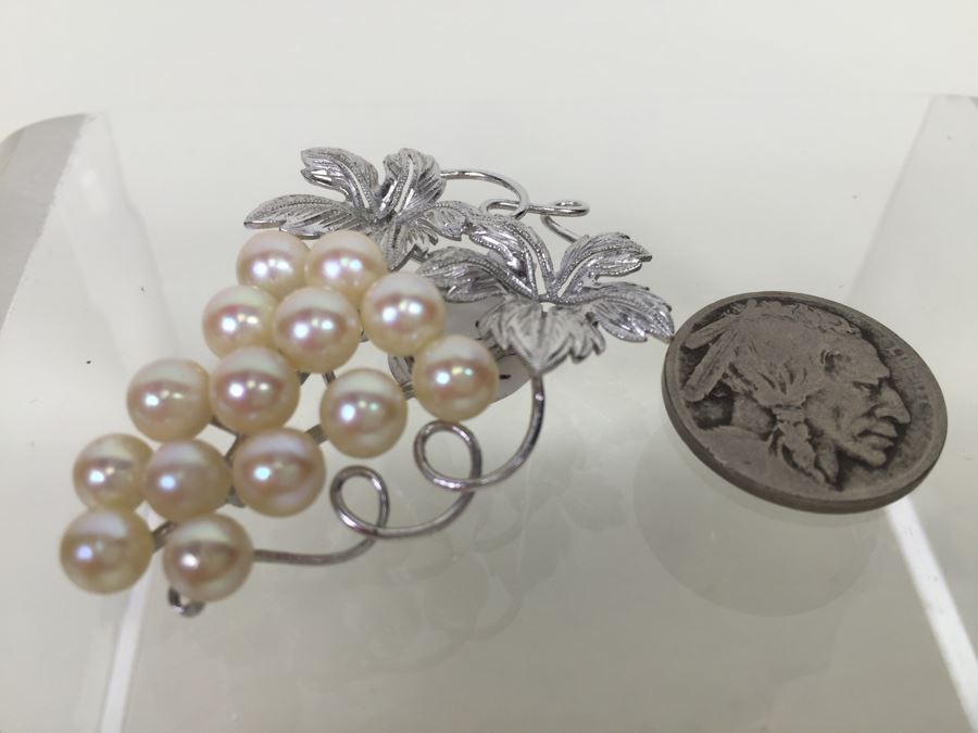 Sterling Silver Pearl Grape Cluster Brooch Pin 8.8g *JUST ADDED* [Photo 5]