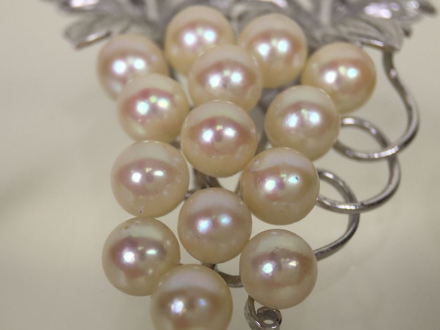 Sterling Silver Pearl Grape Cluster Brooch Pin 8.8g *JUST ADDED* [Photo 9]