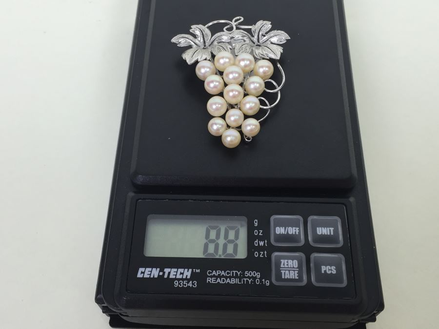 Sterling Silver Pearl Grape Cluster Brooch Pin 8.8g *JUST ADDED* [Photo 12]