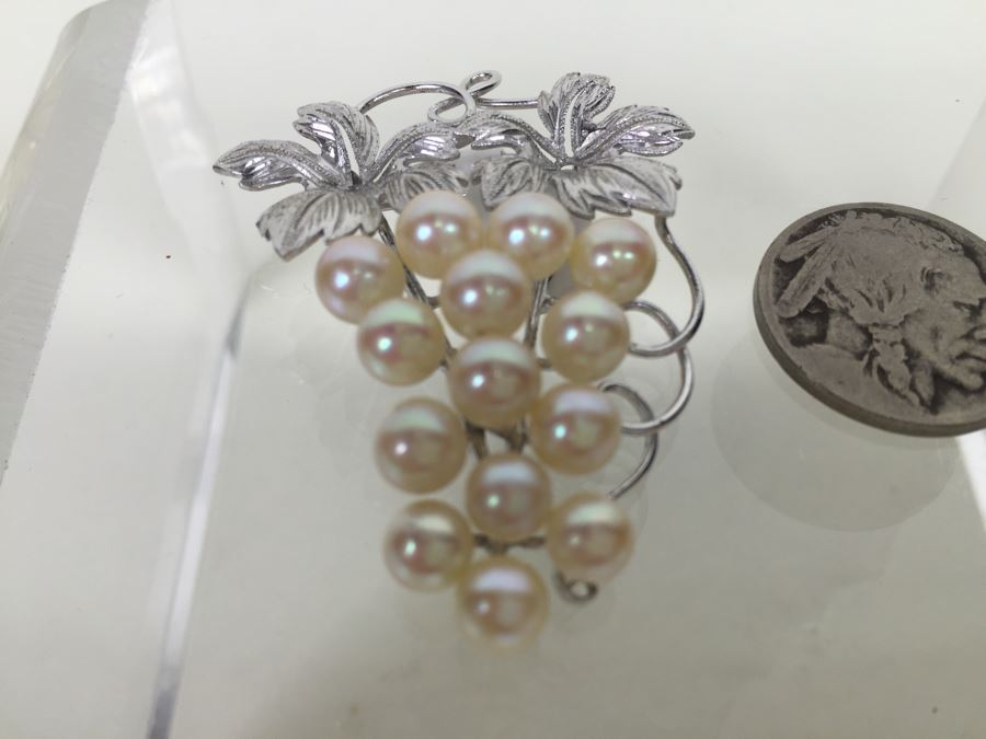 Sterling Silver Pearl Grape Cluster Brooch Pin 8.8g *JUST ADDED* [Photo 4]