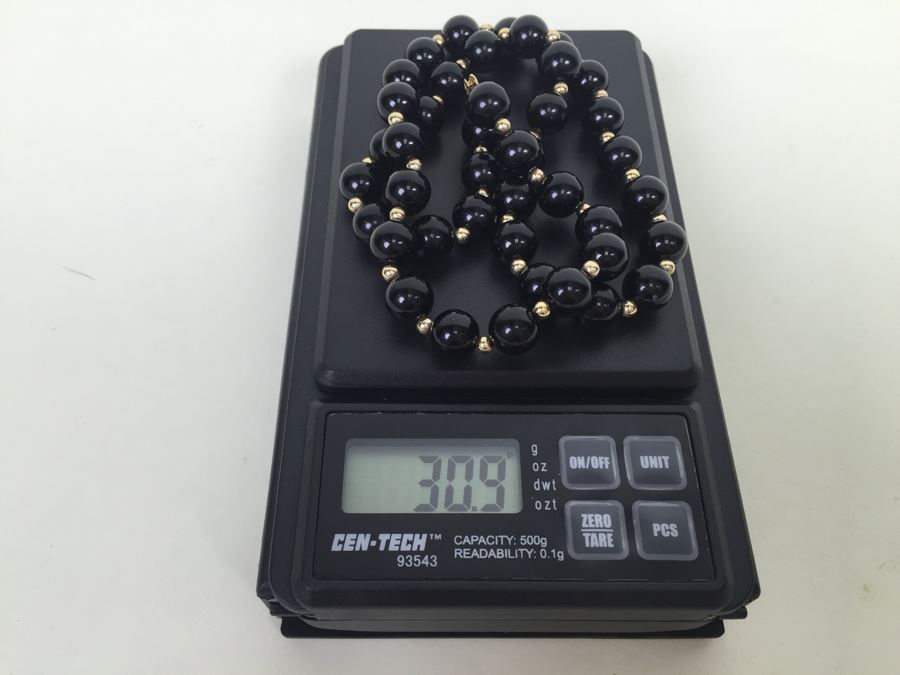 Black Onyx Necklace With 14K Gold Spacers And 14K Gold Clasp 30.9g *JUST ADDED* [Photo 15]